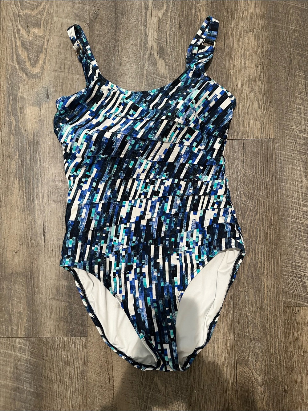 Calvin Klein Navy & White Patterned One-Piece Swimsuit